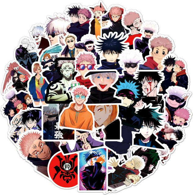50 Stück Jujutsu Kaisen Anime Aufkleber Set in Multicolour für Laptop Wasserflasche und Handy - Bild 1