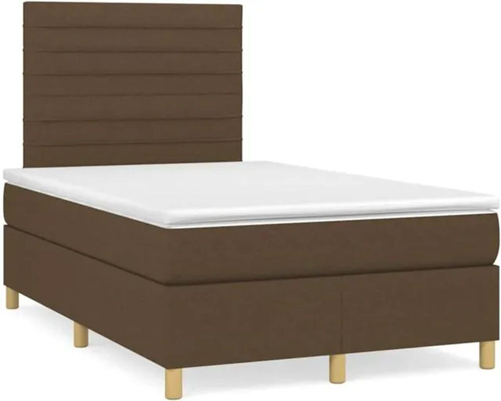 vidaxl Boxspringbett mit Matratze in Braun aus Stoff, B/T: 120 x 190 cm - Bild 1