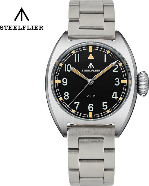 STEELFLIER Taucharmbanduhr, Edelstahl, Schwarz, Saphirglas, 20 ATM, Herren - Bild 1