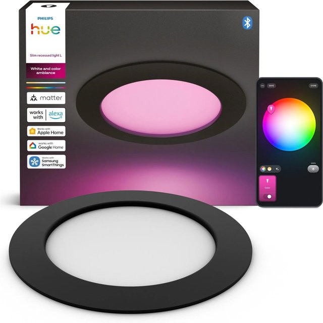 Philips Hue White & Colour Ambiance LED-Einbauleuchte rund, Schwarz, Durchmesser: 17 cm - Bild 1