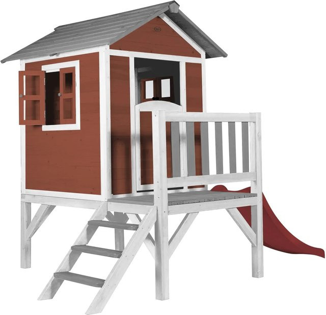 Axi Spielhaus Lodge XL in Skandinavischem Rot mit Rutsche - Bild 1