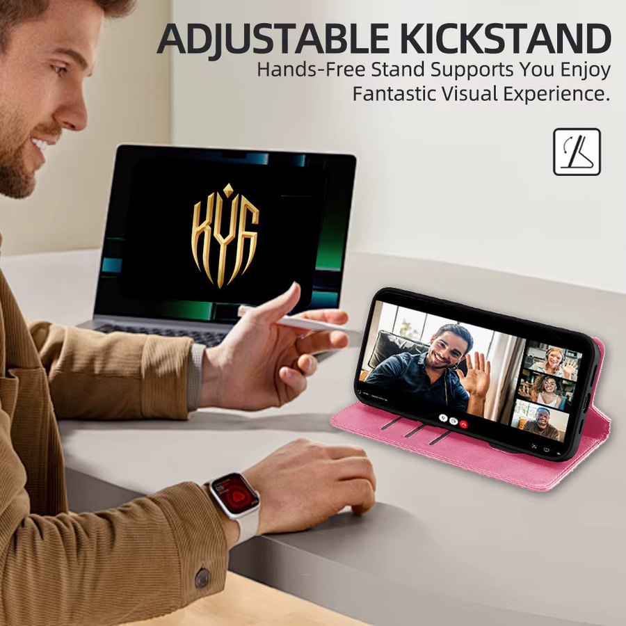 Magnetische Flip-Hülle mit Schmetterlings-Muster und Kartenfächern für Samsung Galaxy M55 M35 M54 M53 M51 M52 M33 M34 M22 C55 inklusive Holster in Pink - Bild 5