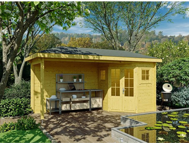 Fjordholz Gartenhaus Evelyn 1C 5-Eck aus Kiefer Holz, imprägniert, rustikaler Stil - Bild 1