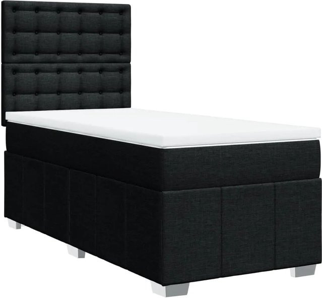 vidaXL Boxspringbett Hybrid mit Matratze und Taschenfederkern, Schwarz, B/T: 90 x 200 cm - Bild 1