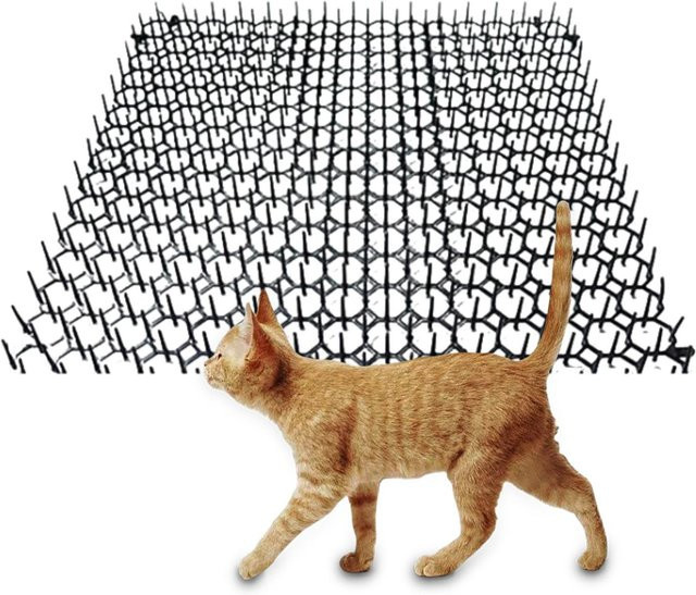 Anti-Katzen Abwehr Matte mit PP Spikes in Schwarz, B/B: 34 x 42 cm, langlebiges Garten-Zubehör - Bild 1