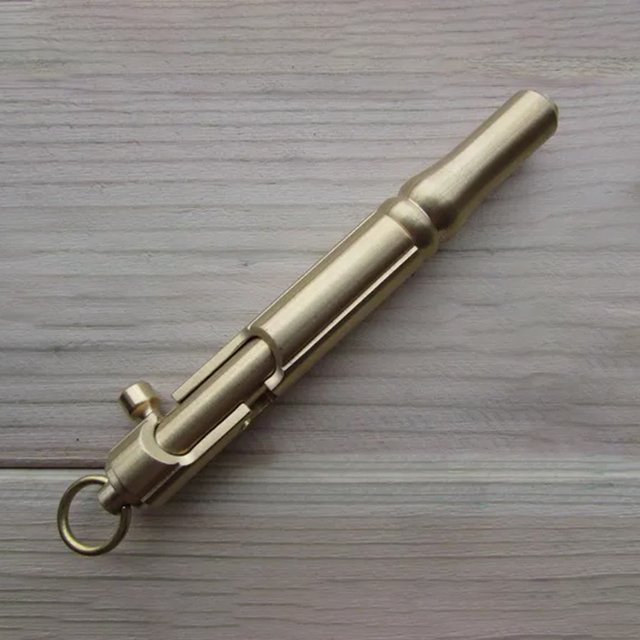 CNC-gefräster taktischer Kugelschreiber aus massivem Messing in Gold im Hidetoshi Nakayama Stil für EDC und Outdoor - Bild 1