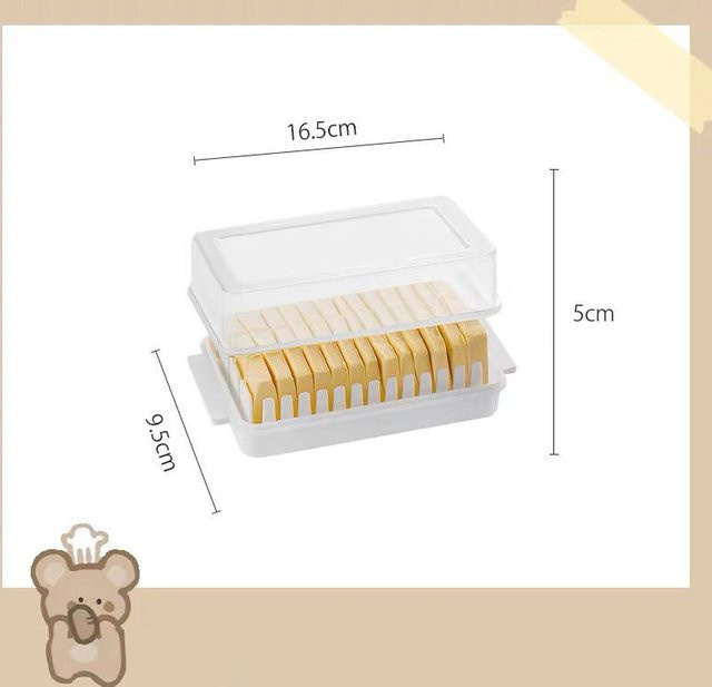 JMG Household Supplies Butter-Käse-Schneider-Aufbewahrungsbox mit Deckel aus Kunststoff, transparent, B/T/H: 16,5 x 9,5 x 4,5 cm - Bild 1