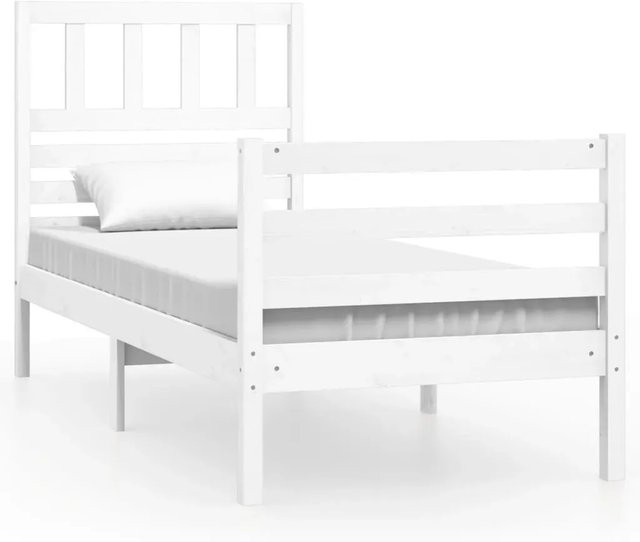 vidaXL Massivholzbett aus Kiefer in Weiß, rustikales Einzelbett B: 75 cm, L: 190 cm - Bild 1