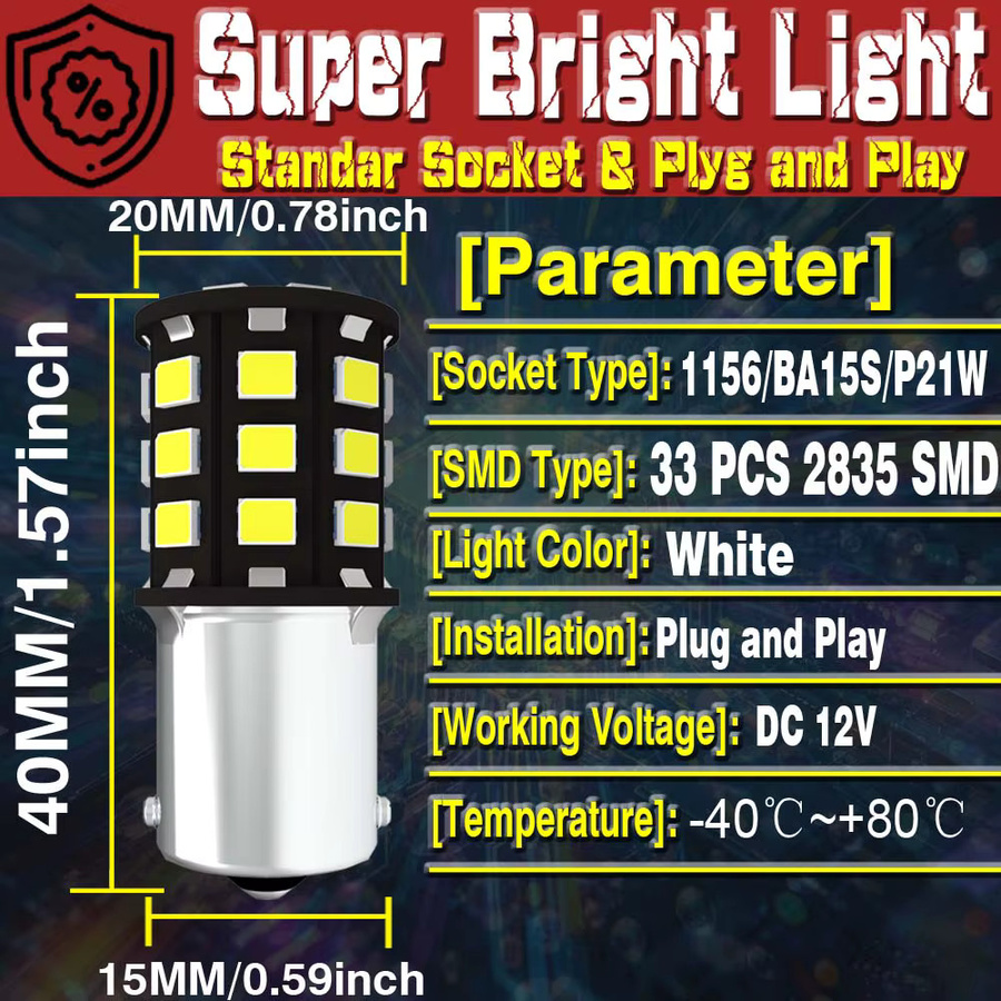 Neallor LED Rückfahrscheinwerfer Set P21W 1156 7506 BA15S für BMW E46 E39 E30 E84 E34 F48 E53 F45 F46 12V - Bild 3