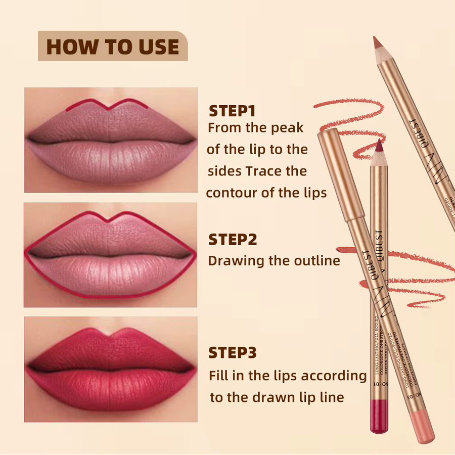 QIBEST Lip Liner Set, 12 Farben, Matt, Damen - Bild 3