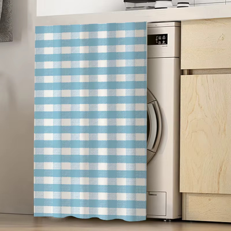 VIKAMA Fresh Gingham Schrankvorhang in Blau, staubdichte Abdeckung im Landhausstil, B: 70,0 cm, H: 40,0 cm - Bild 1