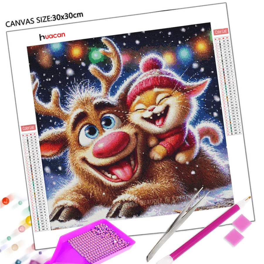Huacan Cartoon Diamantmalerei Tier Mosaik Kunst Stickerei Komplettset, Mehrfarbig, 20 x 20 cm - Bild 2