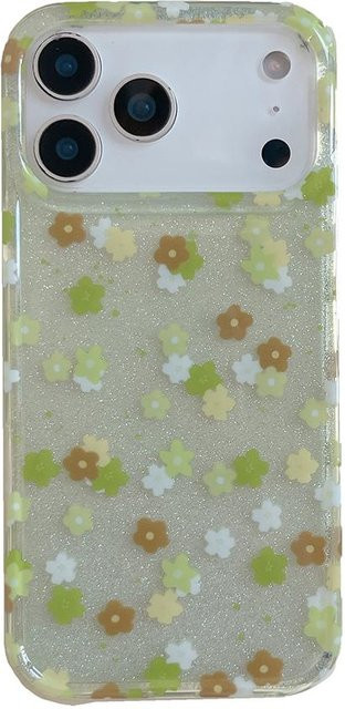 ASONPAI Handyhülle mit Blumen-Pailletten und Glitzer für iPhone 14 15 16 17 Pro und Pro Max, Stoßfest und Weich, Farbe: Weiß/Transparent - Bild 1