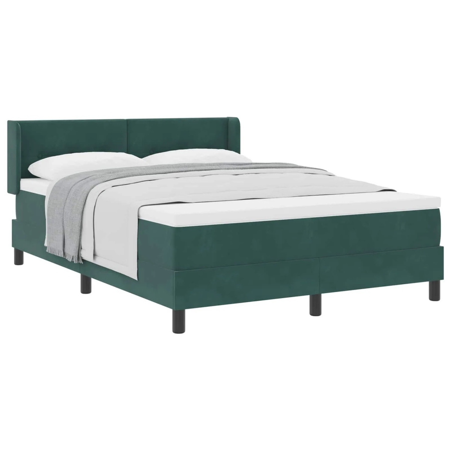 vidaXL Boxspringbett mit Matratze in Dunkelgrün, Hybrid-Konstruktion aus Federkern und Schaumstoff, B/T: 140 x 200 cm - Bild 2