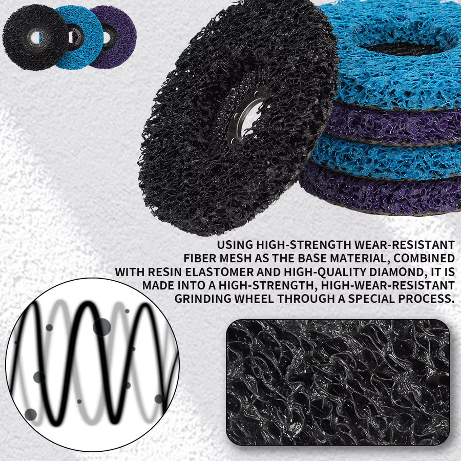 SI FANG Korallenschleifscheiben Set aus Poly-Streifenschleifscheiben zum Entfernen von Farbe und Rost für Winkelschleifer, 3 Stück, Durchmesser: 100 mm, 115 mm, 125 mm - Bild 3