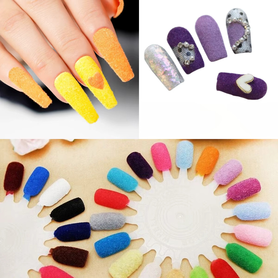 3D Candy Flocking Samt-Nylonfaser-Puder für Nagelkunst, 12 Farben, Matt - Bild 5