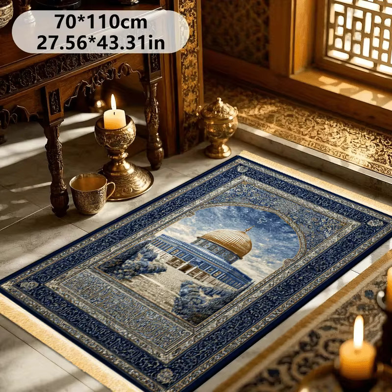 Islamische Gebetsmatte VIKAMA in Blau mit orientalischem Design für Zuhause und Reisen - Bild 3