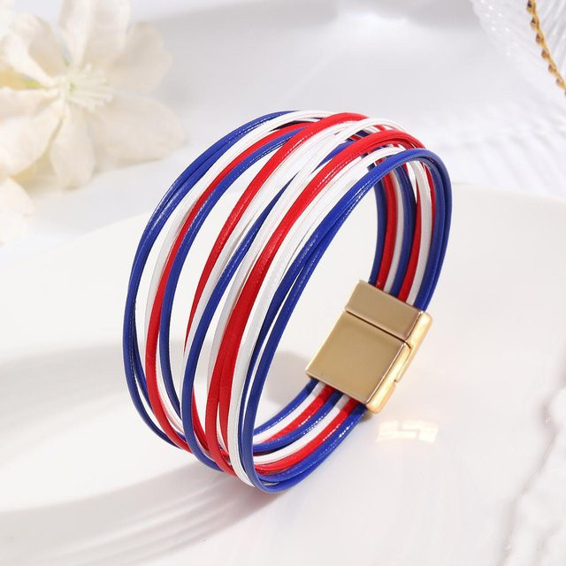 Nakahara Lederarmband, mehrlagig, blue, Unisex, Eisenlegierung - Bild 1