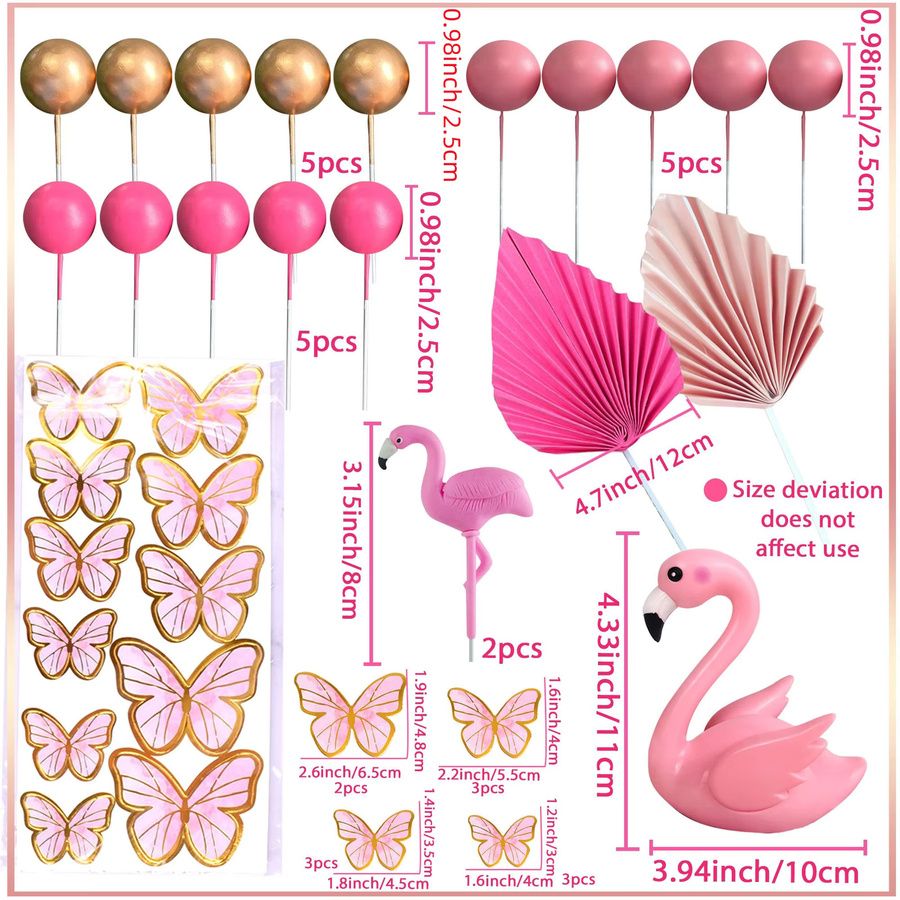 LaVenty Flamingo Kuchenaufsatz in Pink für tropische Luau und Hawaiianische Tortendekorationen - Bild 1