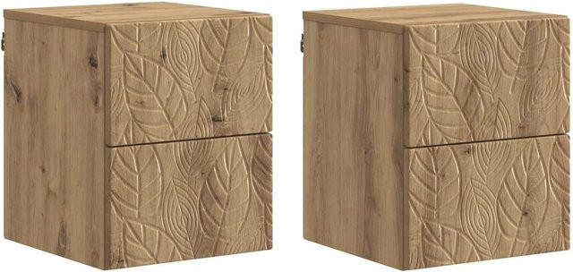 vidaXL Wandmontierter Nachttisch Set aus 2 Stück in Artisan-Eiche, modern für dein Schlafzimmer, B/T/H: 34,5 x 33 x 40 cm - Bild 1