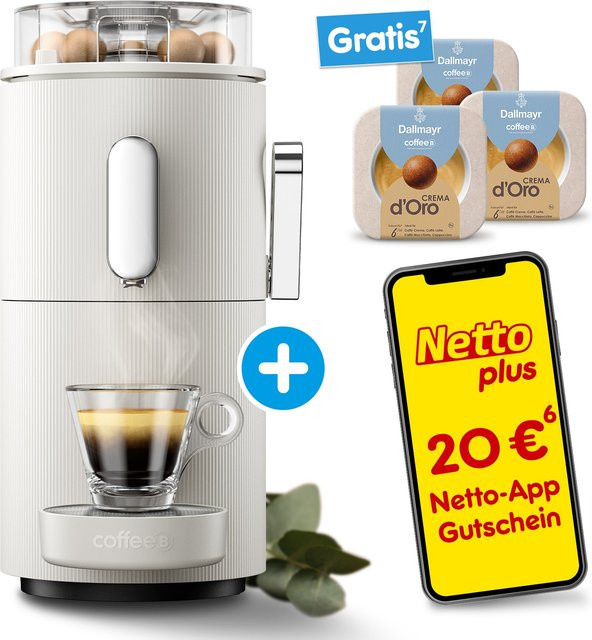 CoffeeB Kaffeemaschine Globe in Weiß mit 3 Packungen Dallmayr CoffeeB Crema d'Oro Coffee Balls à 53 g - Bild 1