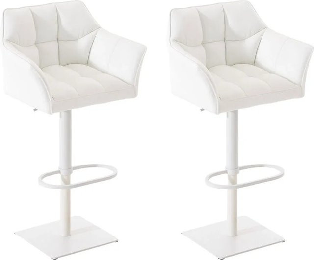 DELUKE 2er Set Barhocker SIHAR in Weiß, höhenverstellbare Barstühle aus Kunstleder mit Lehne und 360 Grad Drehbarkeit, B/T/H: 64 x 45 x 88 cm - Bild 1