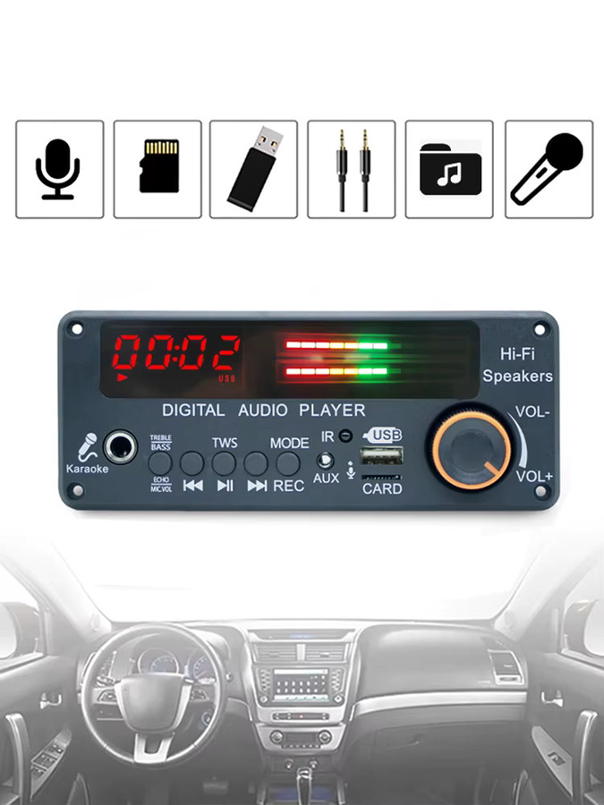 KEBIDU 200W Bluetooth 5.3 Verstärker mit MP3-Decoder-Board, USB, TF und FM-Radio sowie TWS-Funktion für dein Auto - Bild 5