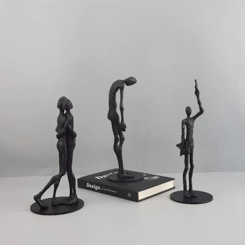 LISM Abstrakte Kunstfigur aus Metallguss in Schwarz als moderne Dekoration für deinen Schreibtisch - Bild 1