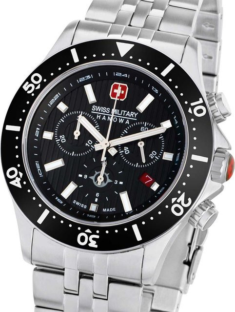 Swiss Military Hanowa Chronograph, Quarz, Edelstahl, Schwarz, 43 mm, Herren - Bild 1