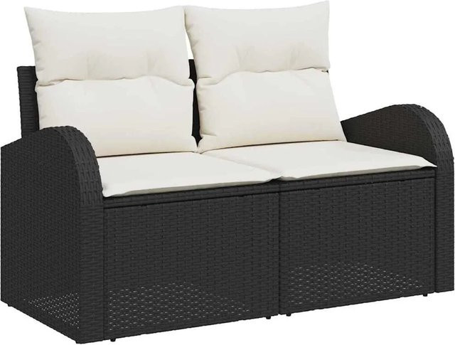 vidaXL Garten-Sofa-Set aus Poly Rattan und Stahl, 6-teilig in Schwarz-Weiß mit UV-beständigen Kissen - Bild 1