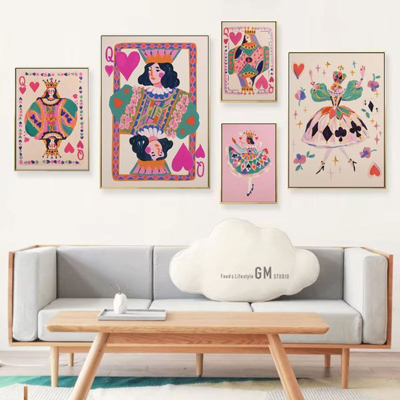 Potdemiel Kunstposter Pik-Ass Spielkarten Design in Mehrfarbig, Minimalistisches Abstraktes Wandbild im Hochformat für deine Wohnungsdekoration - Bild 1