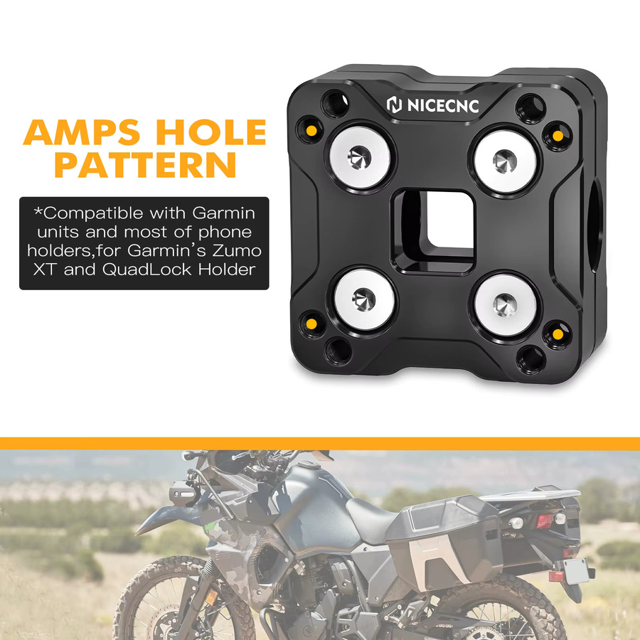 Universelle GPS-Telefonhalterung mit AMPS-Halterung und verstellbarer Lenkerklemme für Kawasaki KLR650 2022–2023, kompatibel mit Garmin Zumo XT und QuadLock, Schwarz - Bild 3