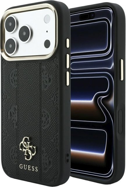 Guess MagSafe-Hülle für Apple iPhone 18 Pro und iPhone 17 Pro, Stripe Peony 4G, Schwarz - Bild 1