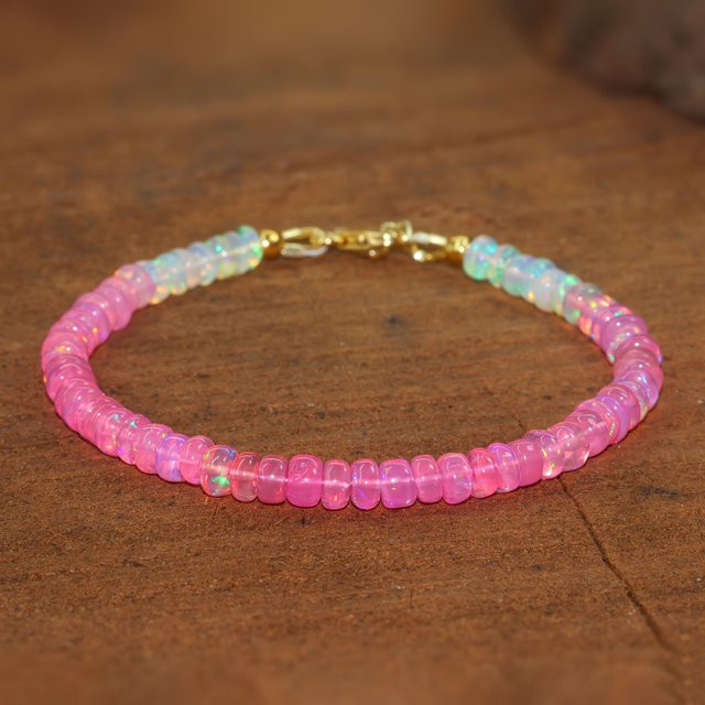 ArtisticGoodsJewelry Armband, Rosa Opalperlen, Silber, Damen, 17,8 cm - Bild 1