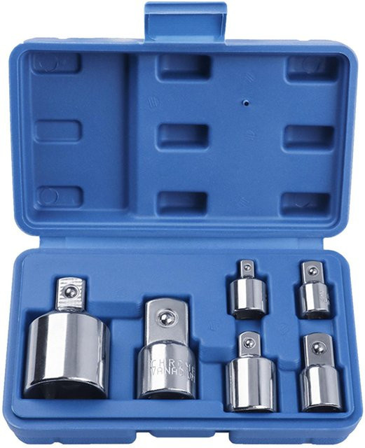 6-teiliges Kkmoon Steckschlüssel-Adapter Set aus Edelstahl in Silber mit Umwandlungshülse, Schlagschrauber-Konverter und Kreuzgelenk - Bild 1