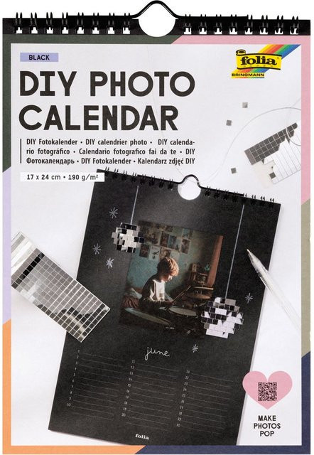 DIY Fotokalender Black in Schwarz, monatlich, B: 17 cm, H: 24 cm - Bild 1