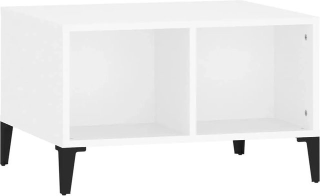 vidaXL Couchtisch in Weiß und Eiche aus Holzwerkstoff und Metall, B/T/H: 60 x 50 x 36,5 cm - Bild 1