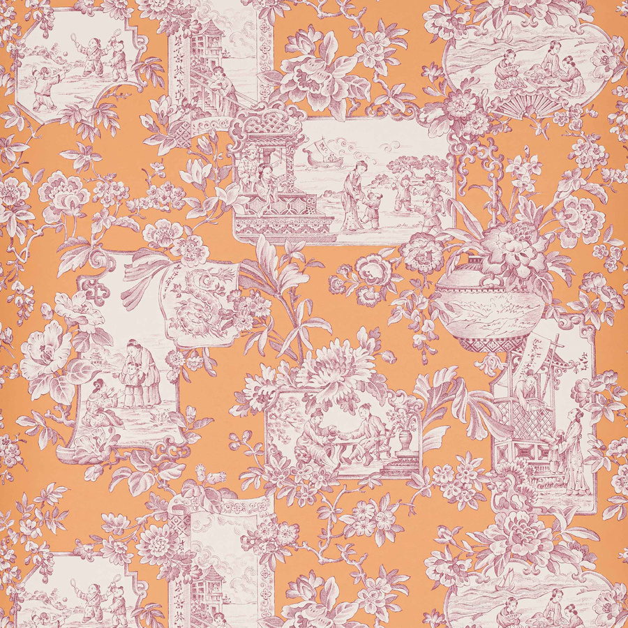 Manuel Canovas Tapete Sansha in Abricot mit floralem und botanischem Design aus Vlies - Bild 1