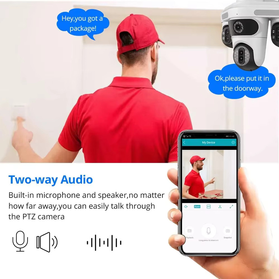 NINIVISION 4K PTZ IP Outdoor Überwachungskamera mit 35 MP, 30X Zoom, Wifi und Zwei-Wege-Audio in Weiß - Bild 5