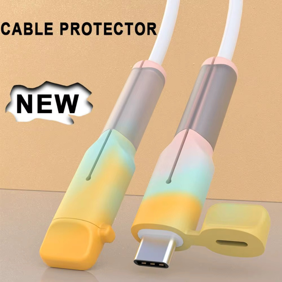 Silikon Ladekabelschutz für USB-C Kabel in Weiß als Staubschutzkappe und Datenkabelzubehör - Bild 2