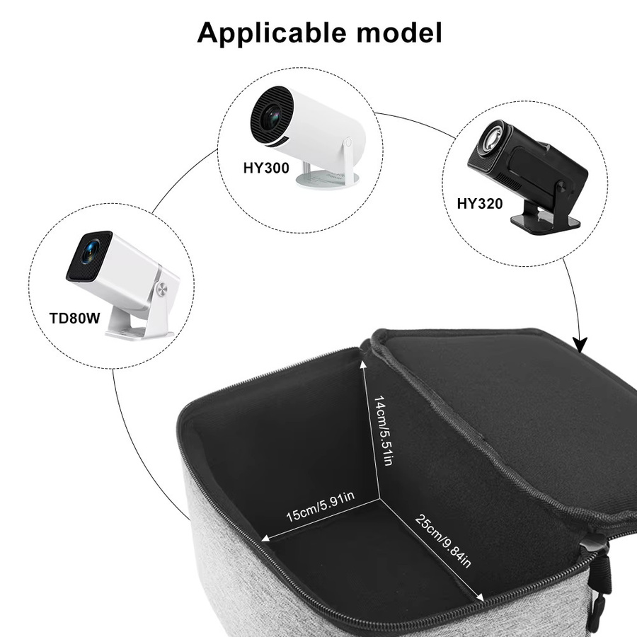 ThundeaL Projektor Tragetasche für HY300 Pro HY300W HY320 Mini HY320W TD80W in Grau - Bild 4