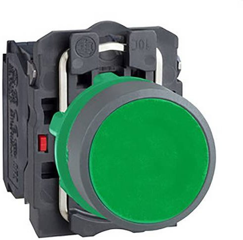 Schneider Electric XB5AA35C0 Drucktaster aus Kunststoff, grün, 22mm, 1S+1Ö, grau - Bild 1