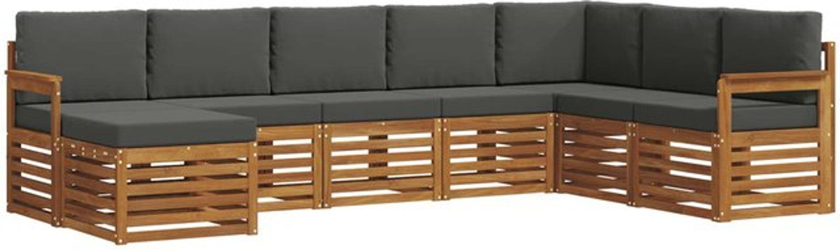 vidaXL Outdoor-Sofagarnitur aus Akazie mit 8-teiligem Kissen-Set in Natur und Anthrazit - Bild 1