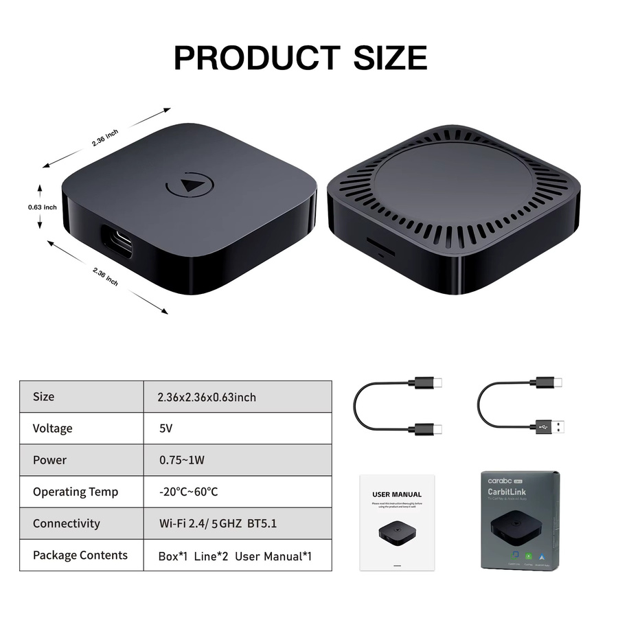 MLINKIT Carbitlink Easy Connection-Adapter für Changan Hunter ALSVIN CS85 CS95 CS15 CS35 Plus, Wireless CarPlay und Android Auto Smart Box, Schwarz - Bild 4