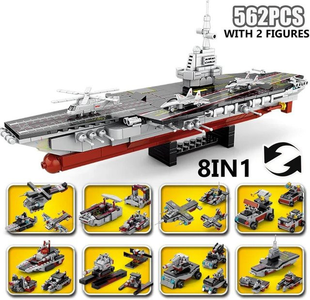 Binchi Keji Travel Militär Schiff Flugzeug Cruiser Bausteine, 562 Teile, ab 6 Jahren - Bild 1