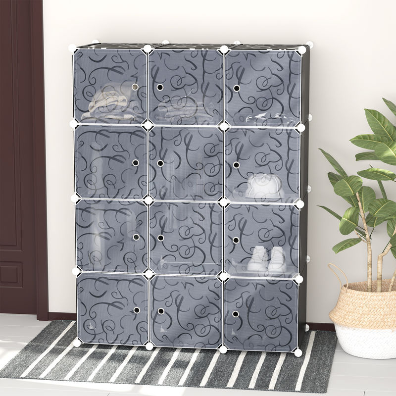 HOMCOM Kleiderschrank als DIY Garderobe und Regalsystem mit Kleiderstange, Schwarz und Weiß - Bild 2