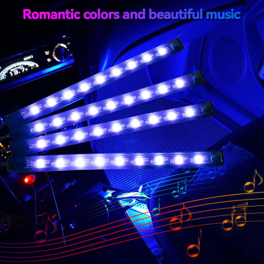 WUMFIRE LED Auto Fußlicht mit Fernbedienung und Sprachsteuerung, RGB Atmosphäre Lampe in Schwarz - Bild 3