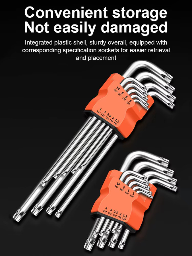 Baolian 9-teiliges Torx-Sternschlüssel-Set mit Inbus- und Sechskantschlüsseln in L-Form für Handreparaturen - Bild 5
