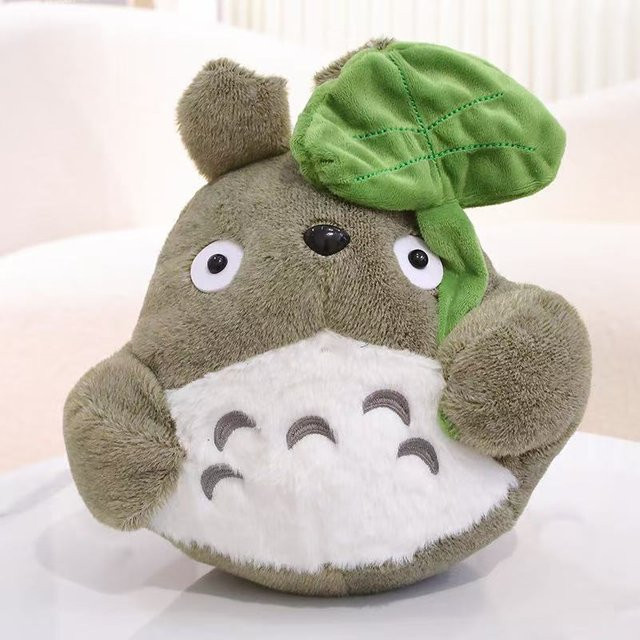 Yiran toy Totoro Lotusblatt Plüschtier, 22/30cm, Grau - Bild 1