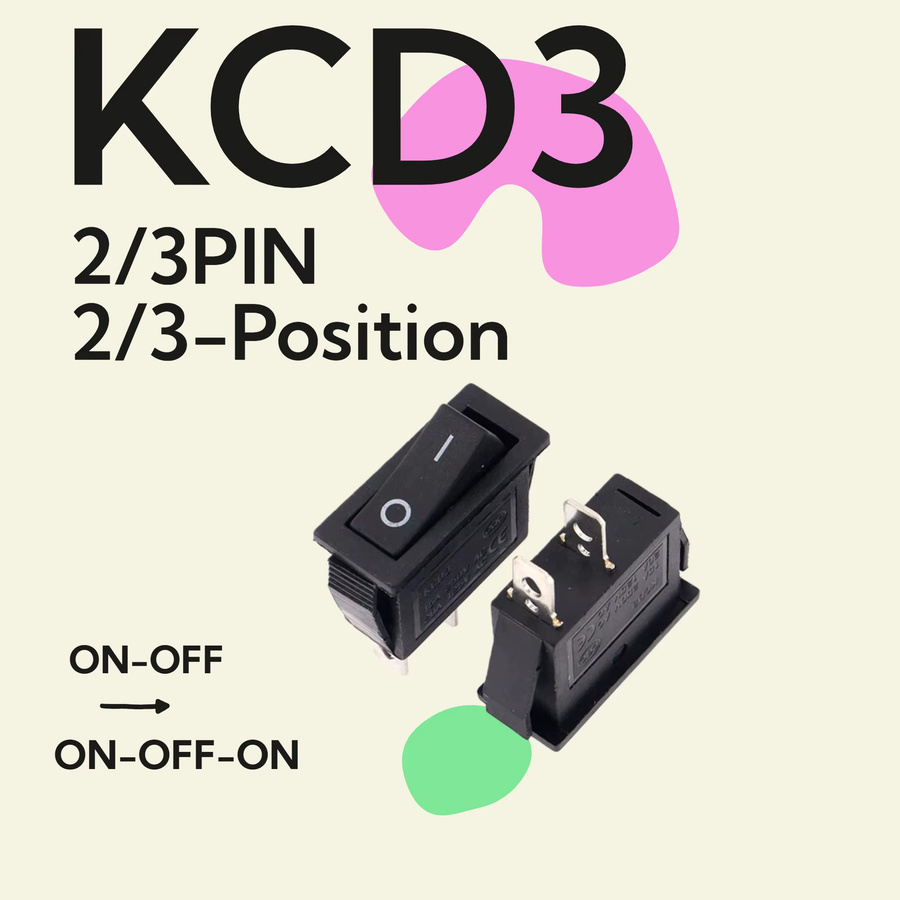 10 Stück KCD3 Wippschalter mit Licht EIN-AUS / EIN-AUS-EIN 16A 250V 20A 125V AC 2 Positionen 3 Pins Schwarz - Bild 2